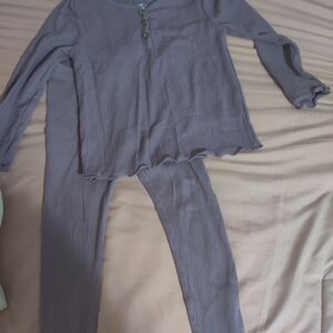 Cat & Jack Ribbed Two-Piece Pajama Set - Dusty Blue